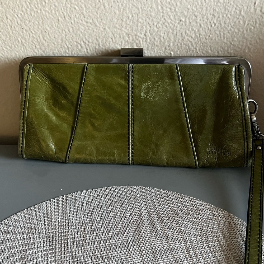 Vintage Kenneth Cole Green Leather Clutch